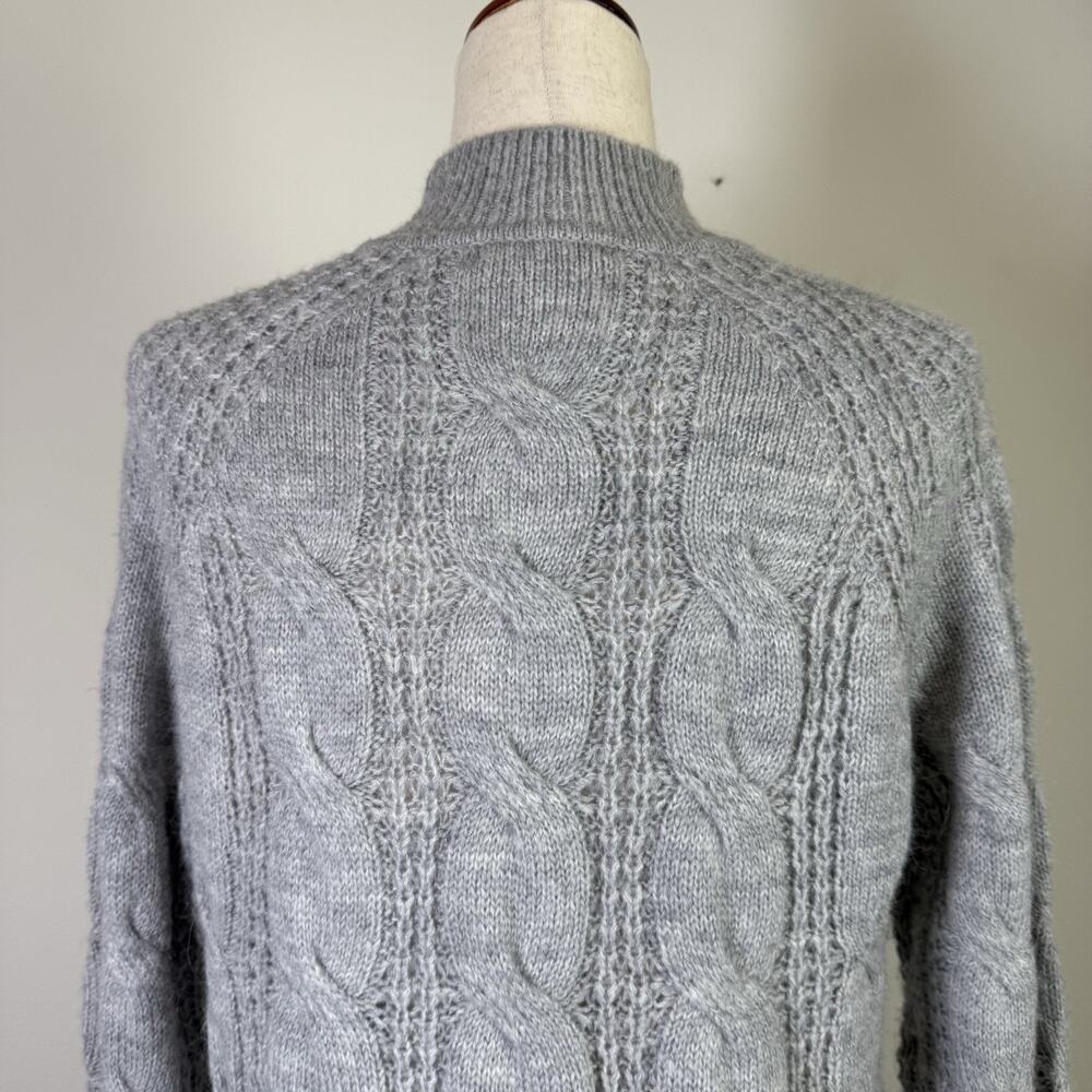 J Crew Crew Neck Cable Knit Sweater Women's XXS Grey Acrylic/Alpaca Blend Grey - Picture 12 of 16